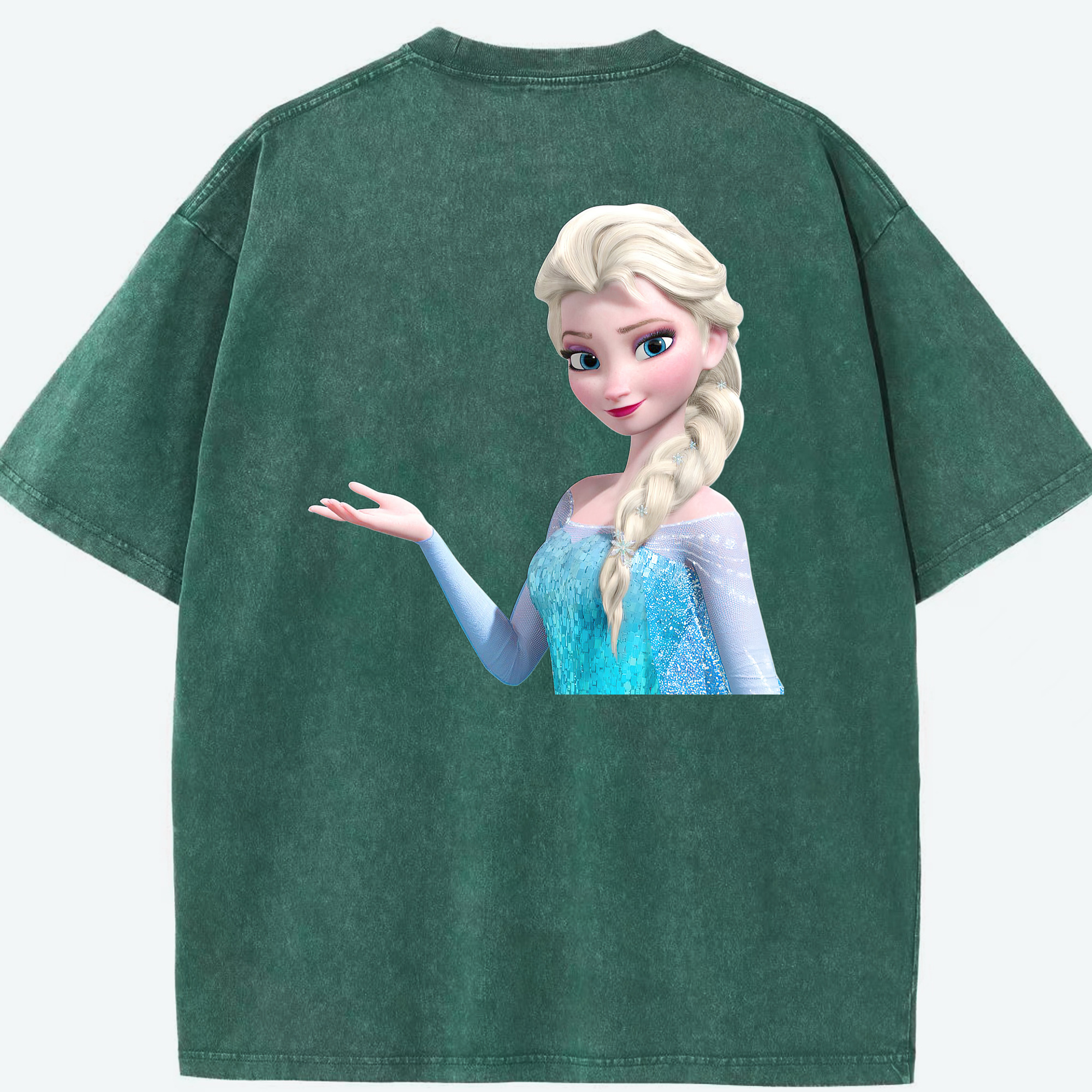 （画像用） アナと雪の女王 アンナ エルサ Frozen Anna Elsa 綿100% ヴィンテージ風 半袖Tシャツ（背面プリント）